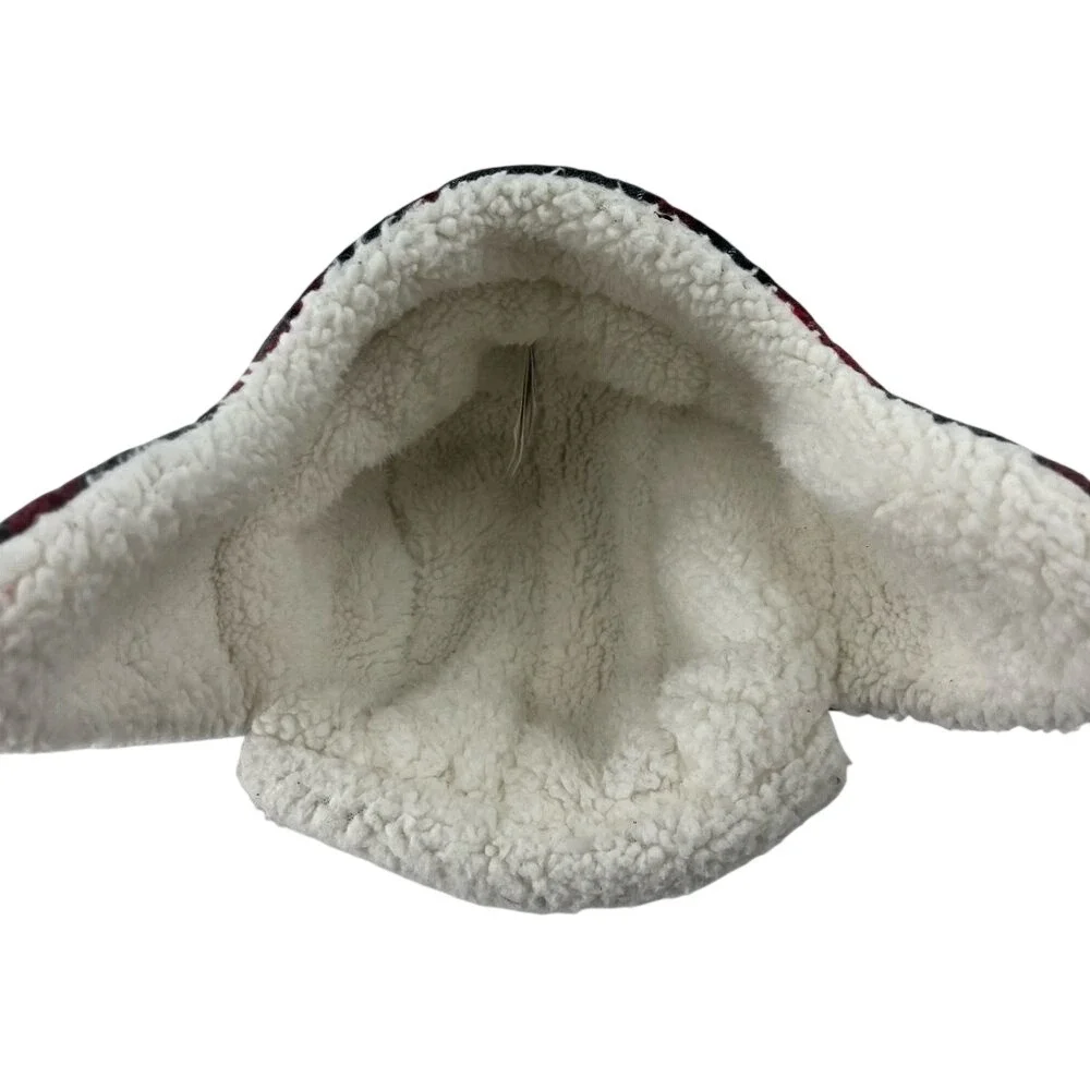 Carters Baby Kids Red Gray Plaid Sherpa Lined Trapper Hat 3-9M‎
